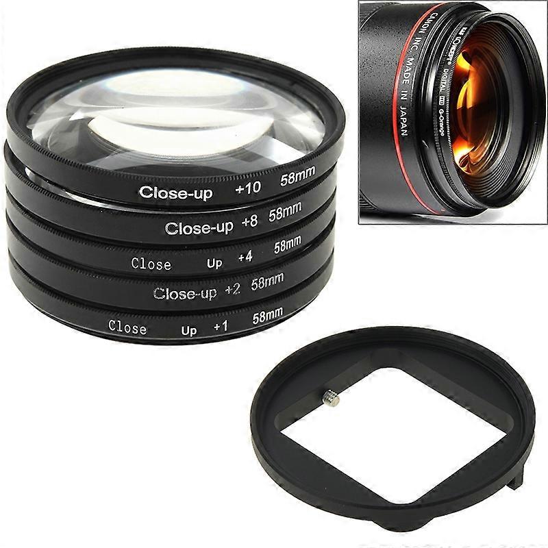 6 in 1 58mm Close-Up Lens Filter Macro Lens Filter + Filter Adapter Ring per GoPro HERO3