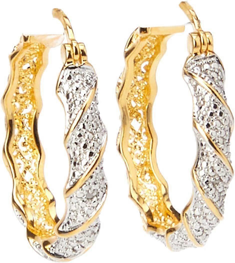 Placat bronz diamond accent răsucite Cercei Hoop