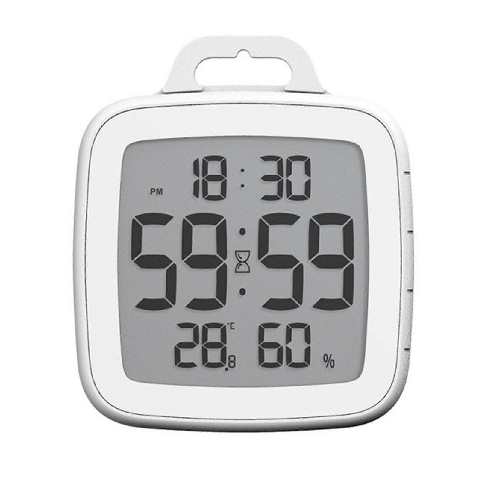 User Friendly Shower Timer Clock with Large Screen, Humidity and Temperature Gauges Timekeeping Instrument for Home Use White