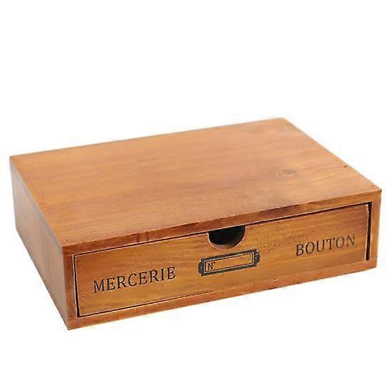 Storage Holder Antique Style Strong Load Bearing Wooden Desk Drawer Type Stationery Storage Box Office Supplies