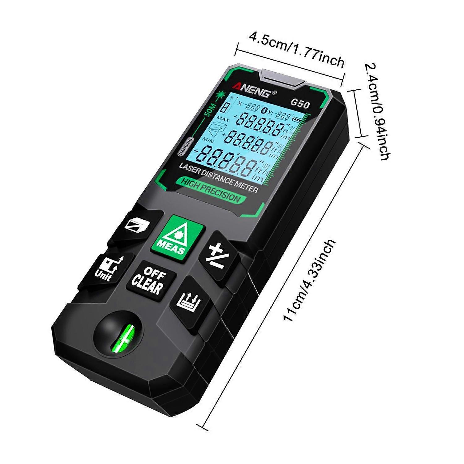 ANENG G50 Smart High-Precision Laser Rangefinder Green Laser Distance Meter 30 Set of Data Storage A