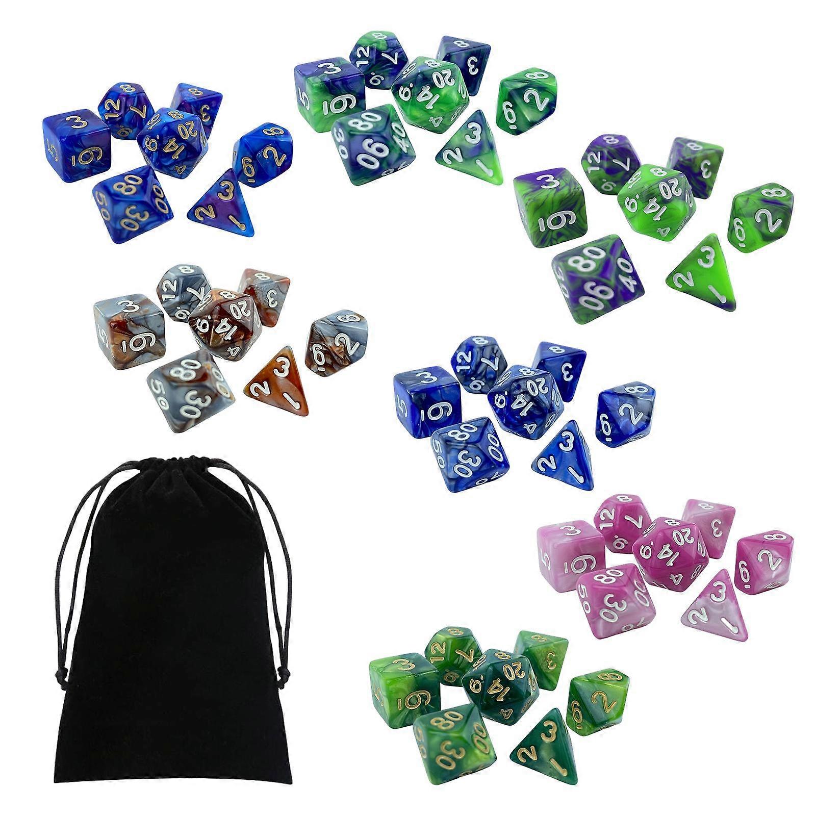 49x Acrylic Polyhedral Dices Set D8 D10 D12 D20 Toys Game Dices for Board Game