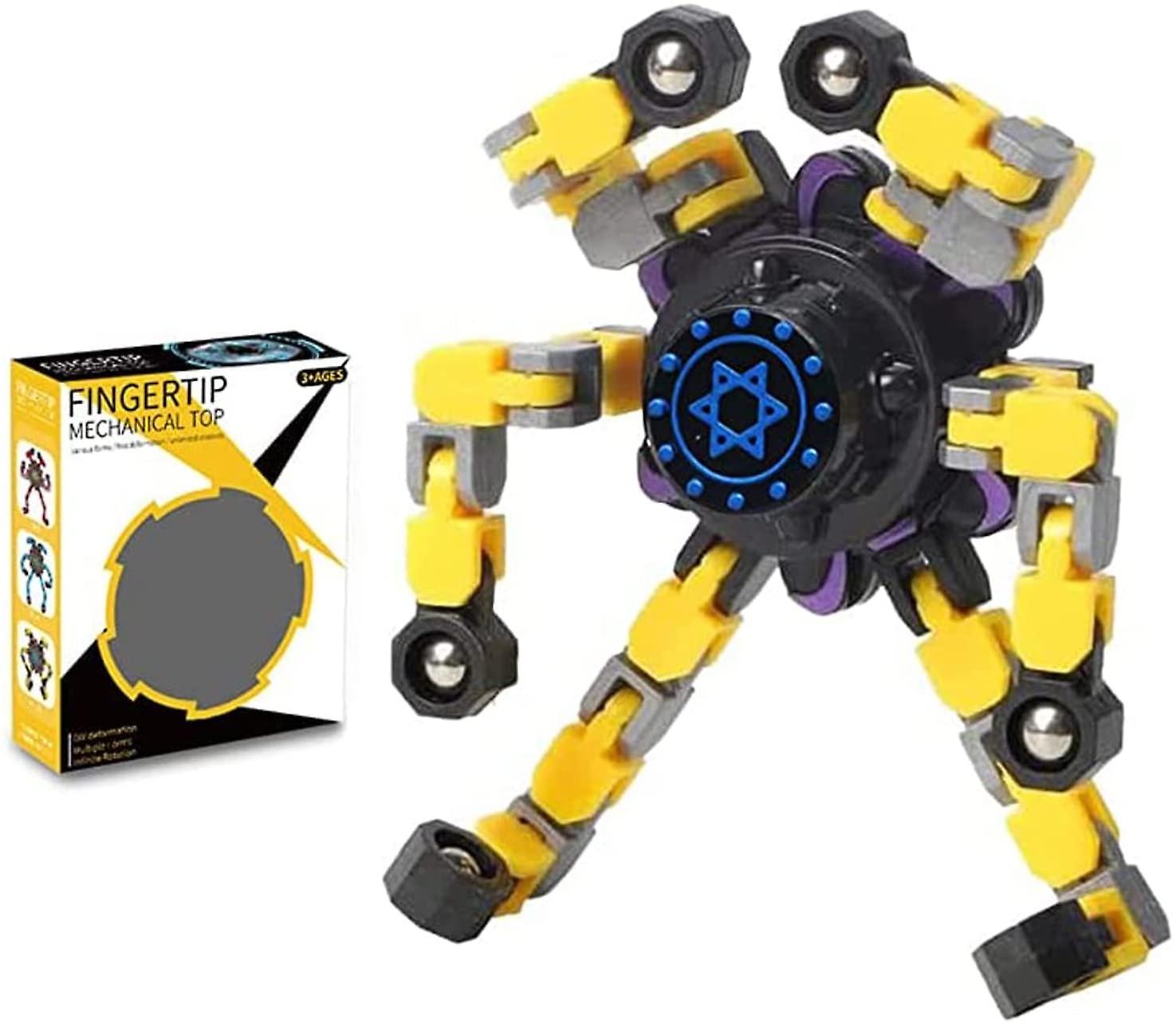 Fidget Spinner Deformable Spinning Top with Transformable Chain Fidget Gyro (Yellow)