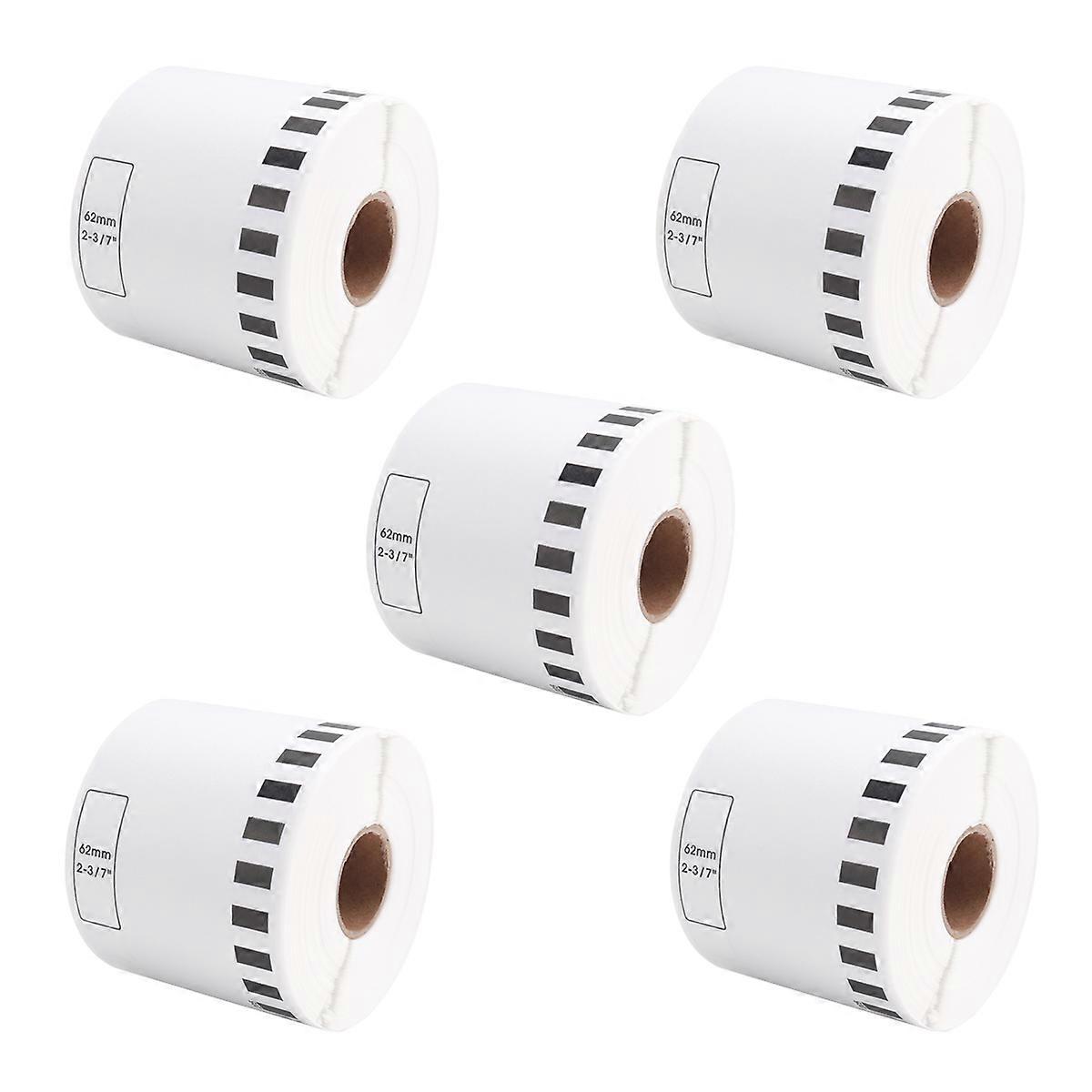 5 Refill Rolls Compatible DK-22205 Label 62mmx30.48M Continuous