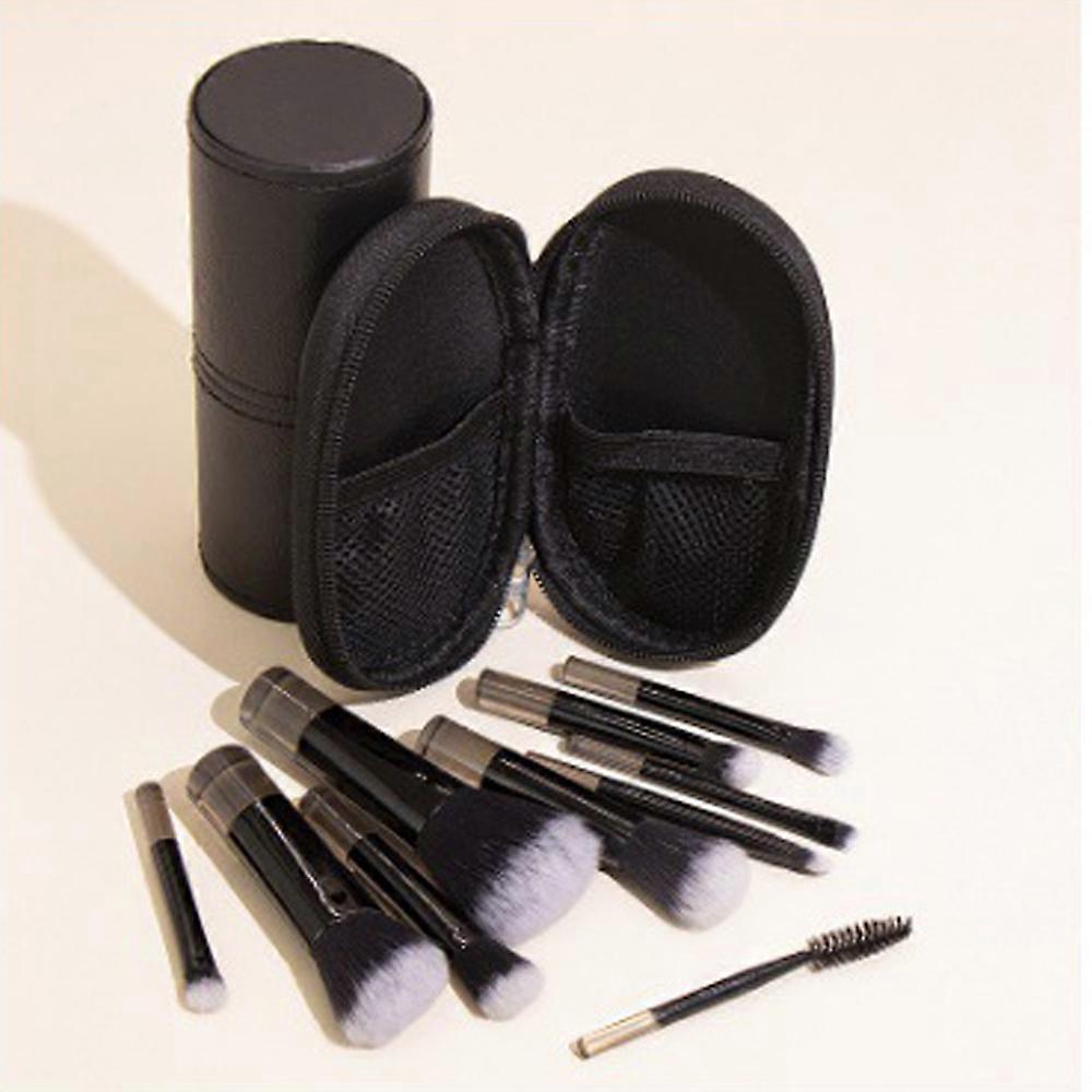 Portable Makeup Brush Set for Foundation Blush Eye Shadow 10Pcs Tiny Full Complete Cosmetic Brushes Kit with Case