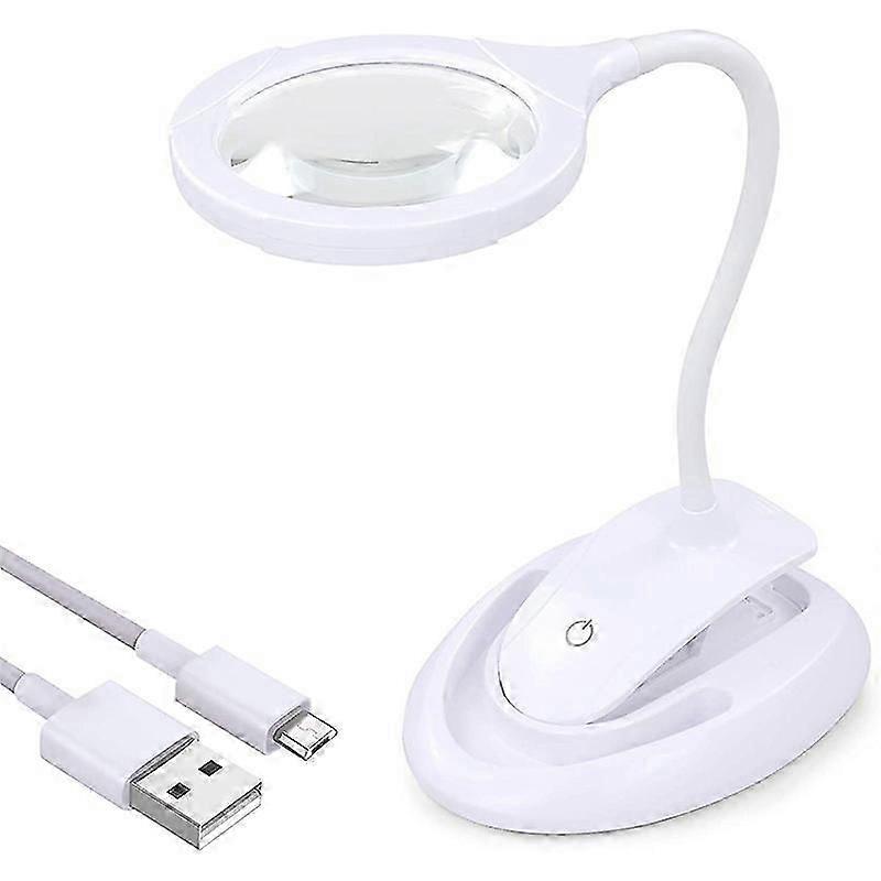 Magnifying Glass with Light 5X 10X Magnifying Lamp with Stand & Clamp, Desktop Magnifier Lamp for C