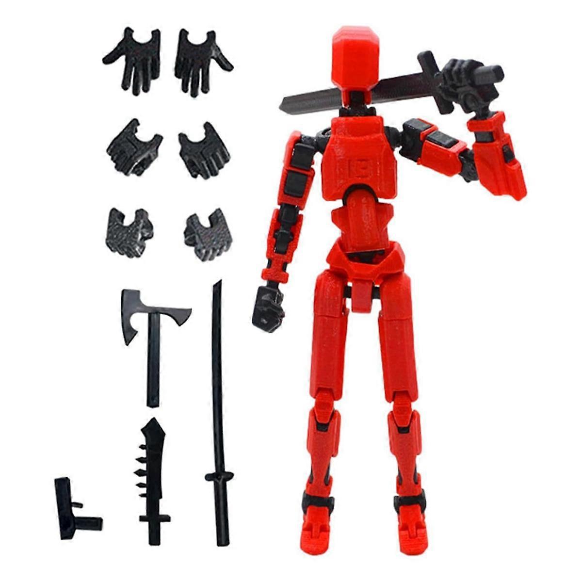 Roboter-Actionfigur, 3D-gedruckt mit voller Artikulation, Rot