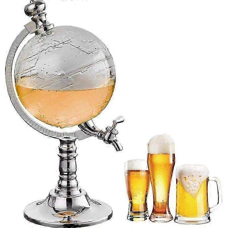1.5L Globe Shape Dispenser with Funnel and Stopper - Tap Design, Decanter Dispenser for Wine, Liquors, Whiskey, Drinks