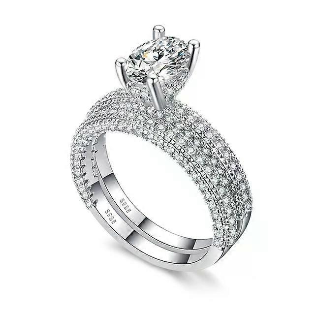 Cubic Zirconia Engagement Ring for Women-Double Row Fashion Design 7