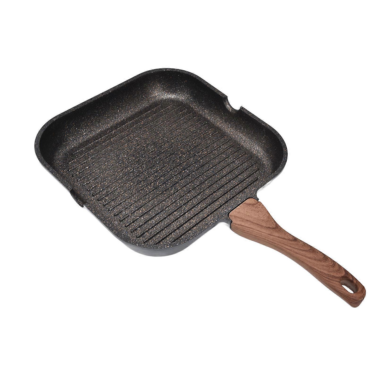 Aluminum Square Grill Pan for Stove Tops - Induction-Compatible Frying Plate for Steaks, Bacon, and More - Home Kitchen Cookware(24cm)