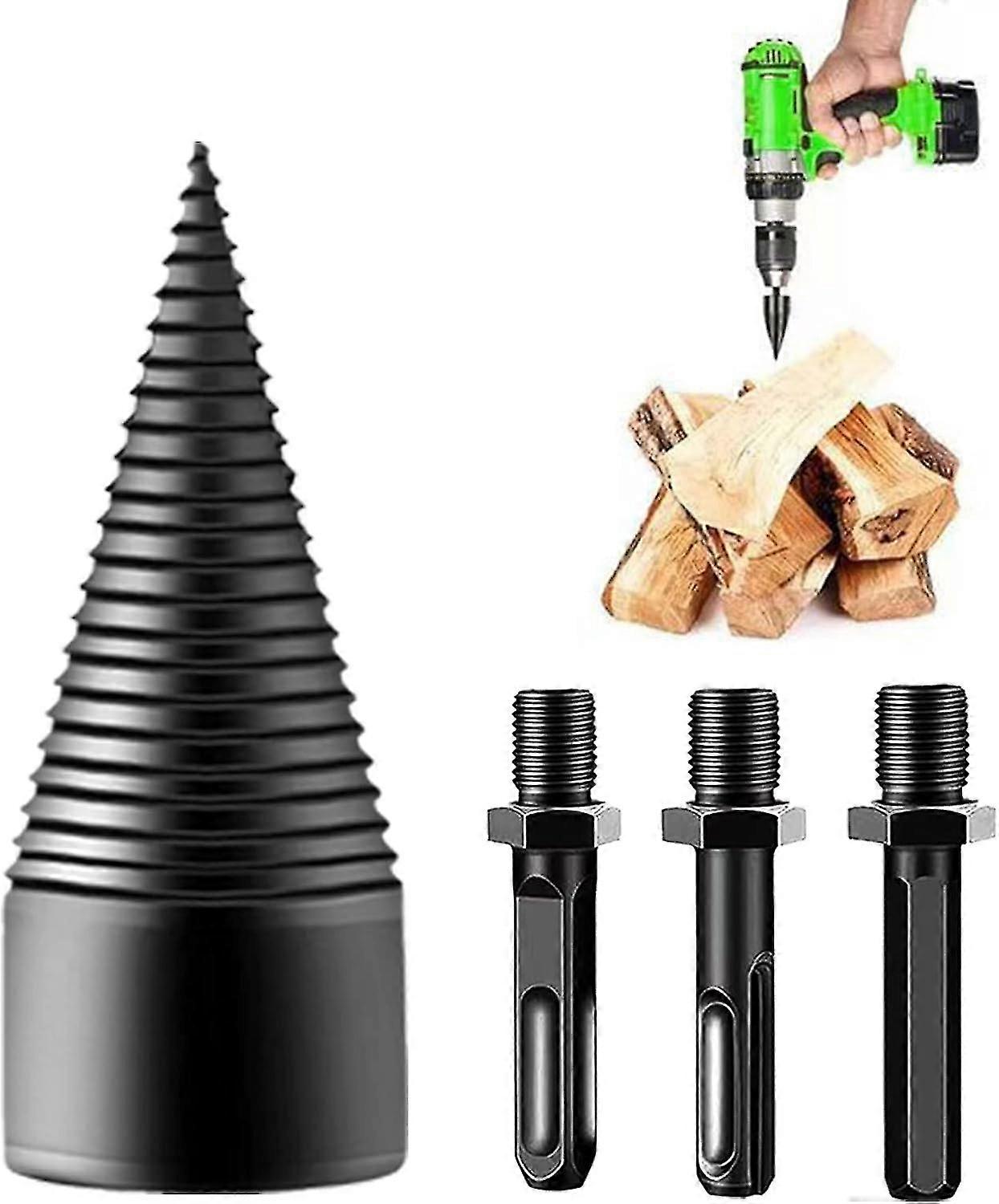 Firewood Splitter with 3-Handle Log Slicer featuring a Cone Splitter Design