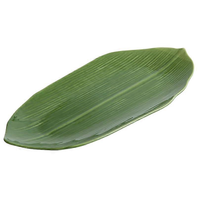 Sushi Plate Japanese Style Oval Serving Plates with Green Ceramics Sushi Grass Baran Garnish for Sushi Dishes