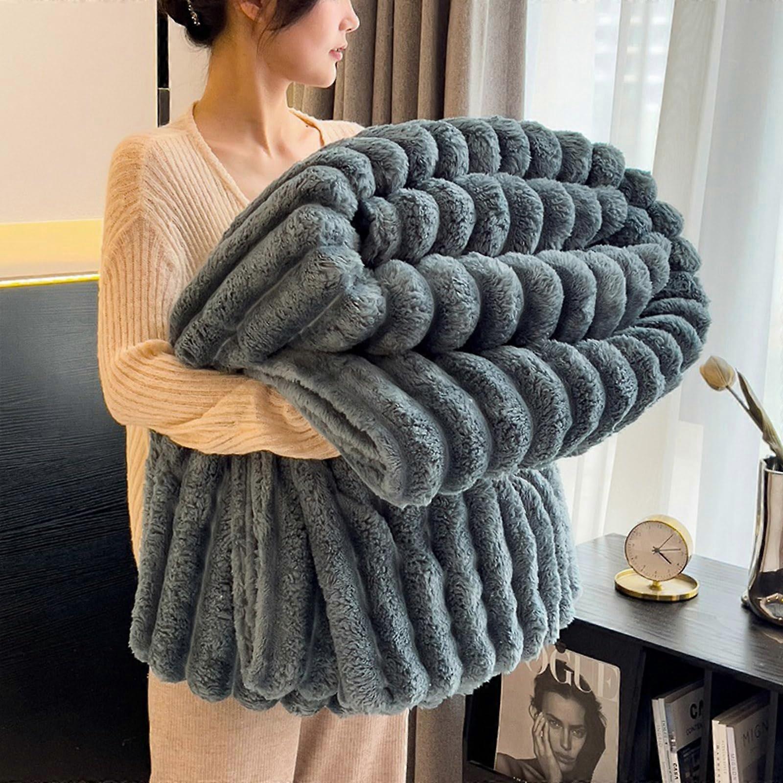 Bunny Blanket for Bed and Sofa 150x200cm Plush Soft Throw Blanket in Grey for Cozy Home Decor