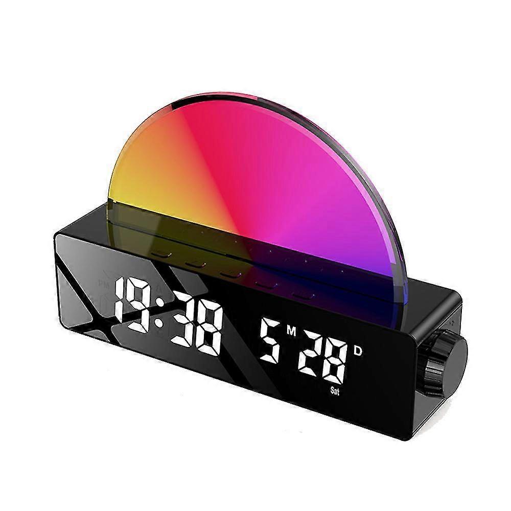 Multi-Color Wake-Up Light Alarm Clock with LED Display, USB Charging, Snooze Function & Temperature Display