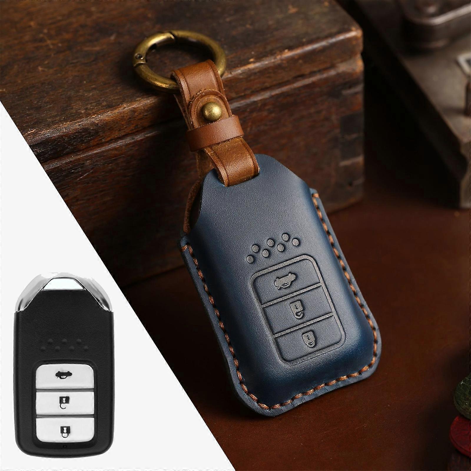 For Honda Car Cowhide Leather Key Protective Cover Key Case, Three Keys Tailgate Version