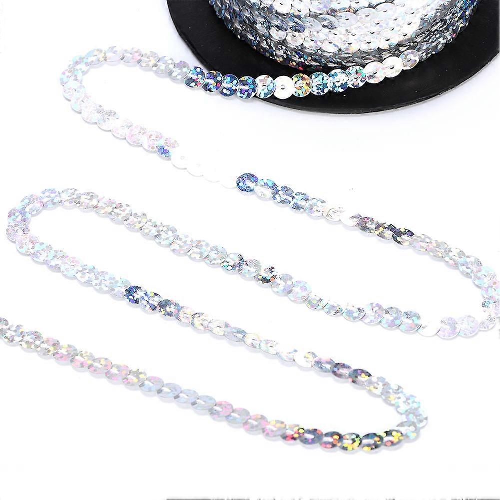 100 Yard 6mm Laser Silver Sequin String Resin Plastic Roll