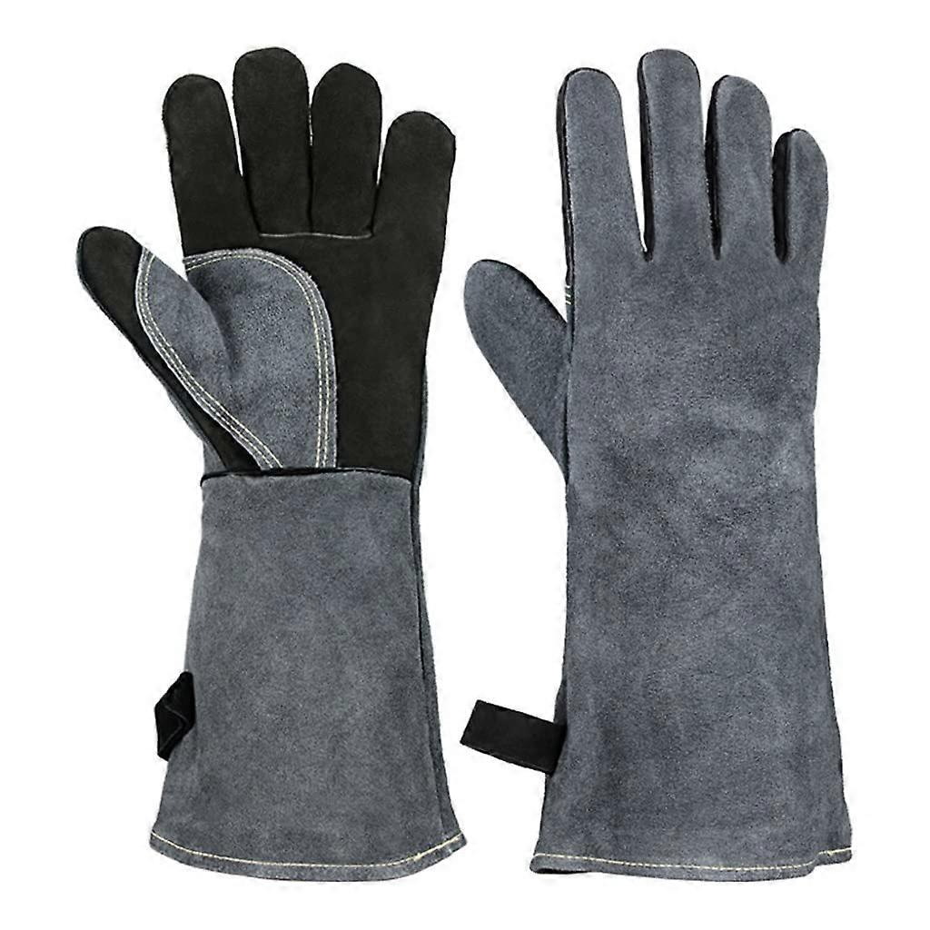 Heat Resistant Oven Gloves Mitts 500℃ for Baking BBQ Grill Insulation Leather Forging Welding Size M
