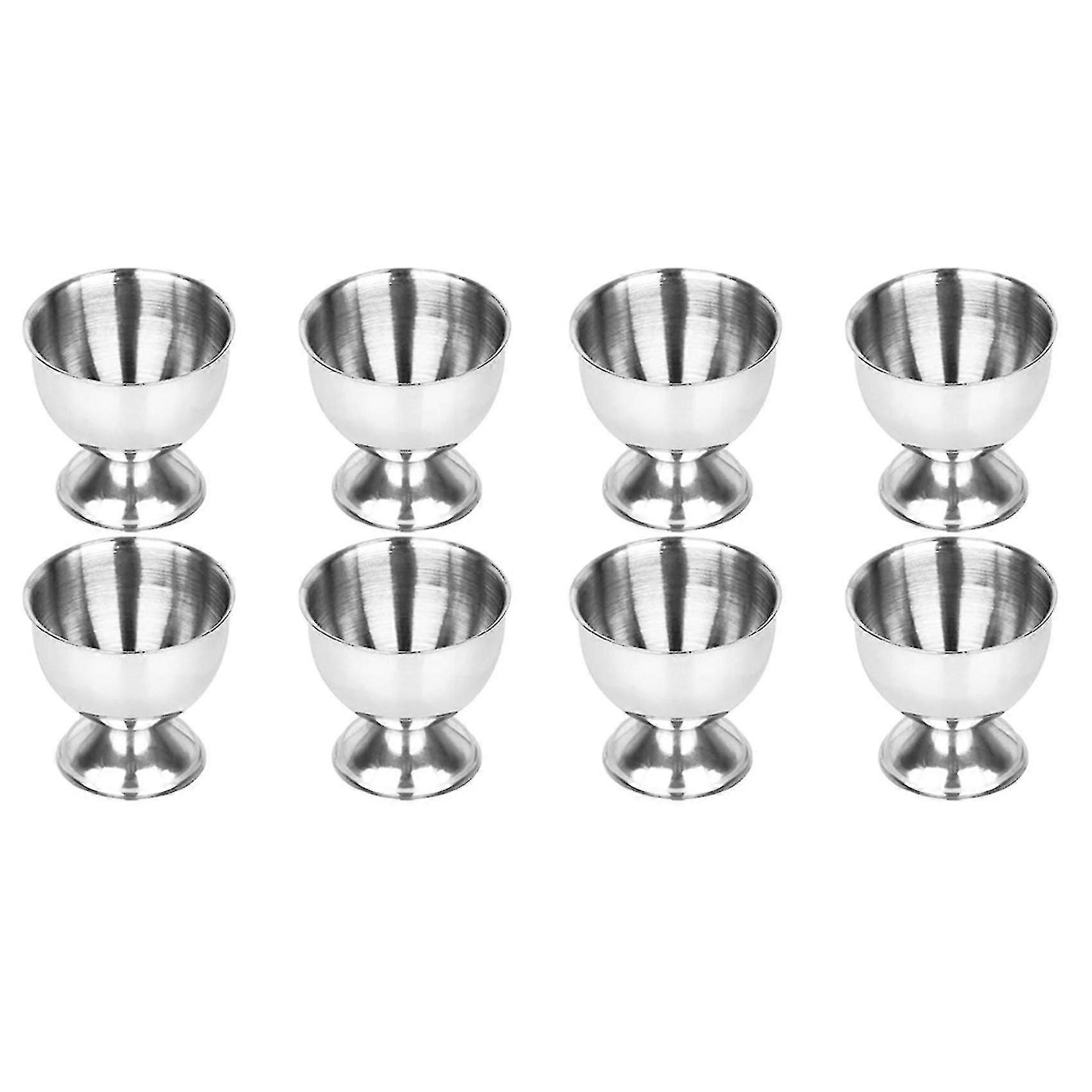 Boeyaa 8x Egg Cups Set Acier inoxydable Soft Tray Tool Holders Cuisine argent