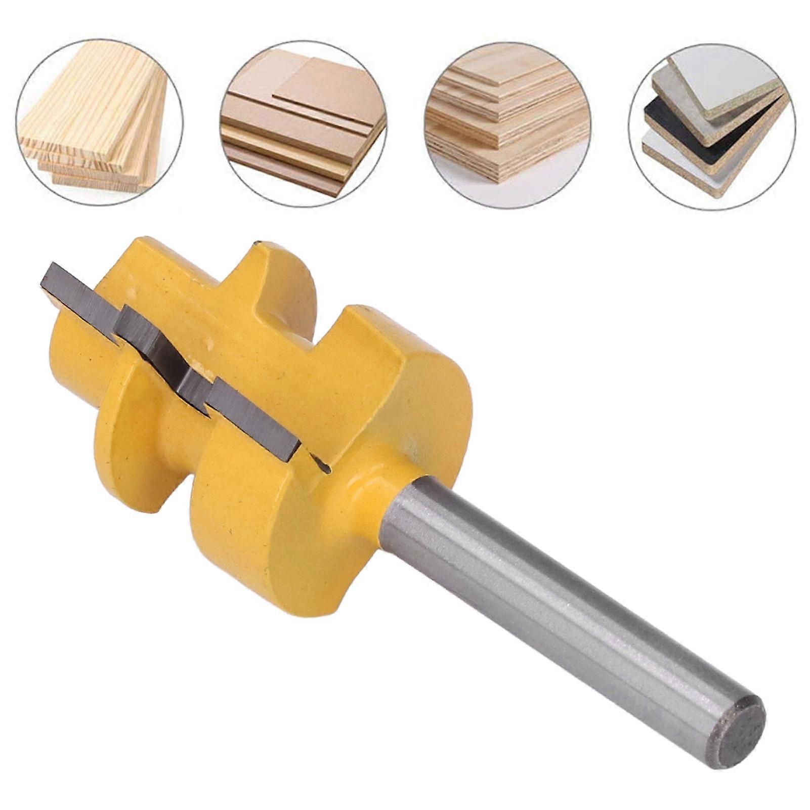 Reversible Glue Joint Router Bit Square Tooth T Slot Milling Cutter with 1/4in Round Shank