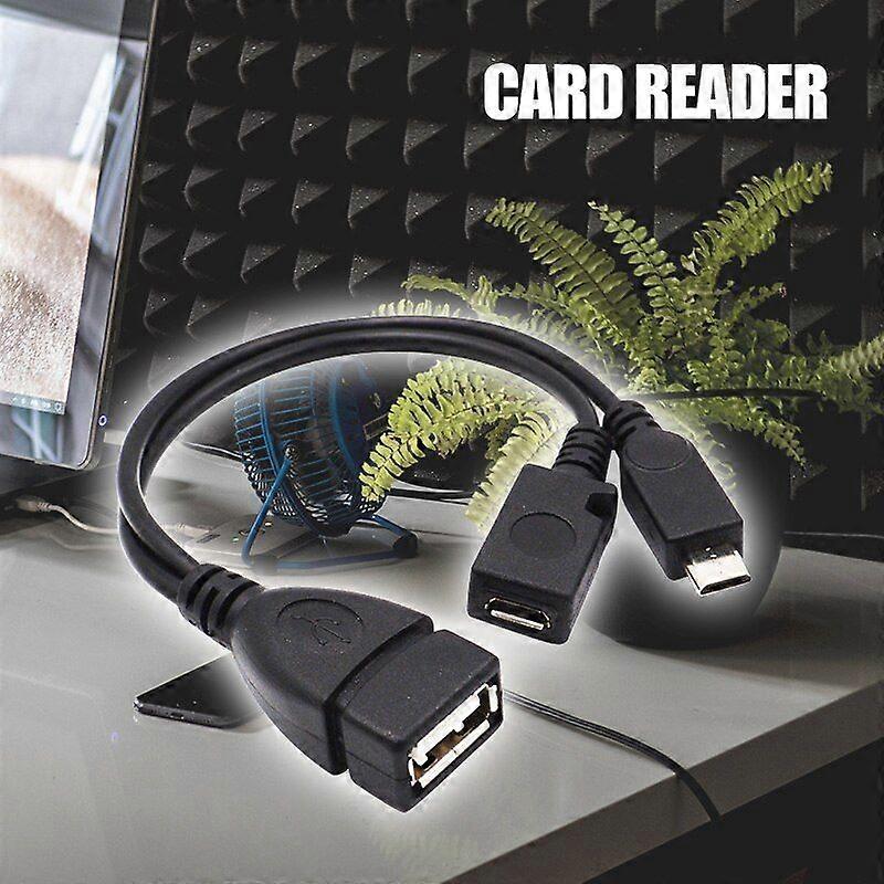 Micro USB OTG 2 in 1 Power Dispierter, USB Adapter to 5-pin Male Female Micro Cable
