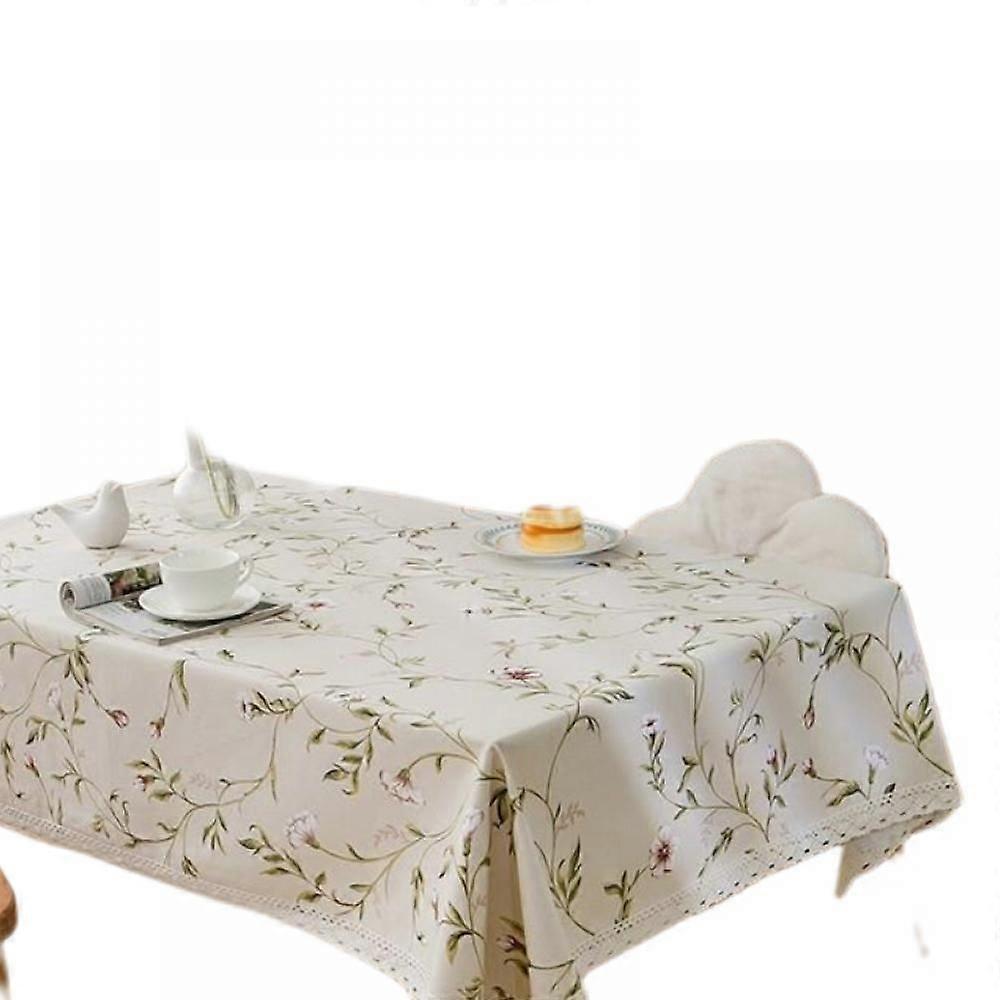 Tablecloth Pastoral Cotton Linen Tablecloth Rectangle, Washable Vintage Table Cover with  Floral Patterns,  Dust-Proof Tablecloths for Indoor and Outd