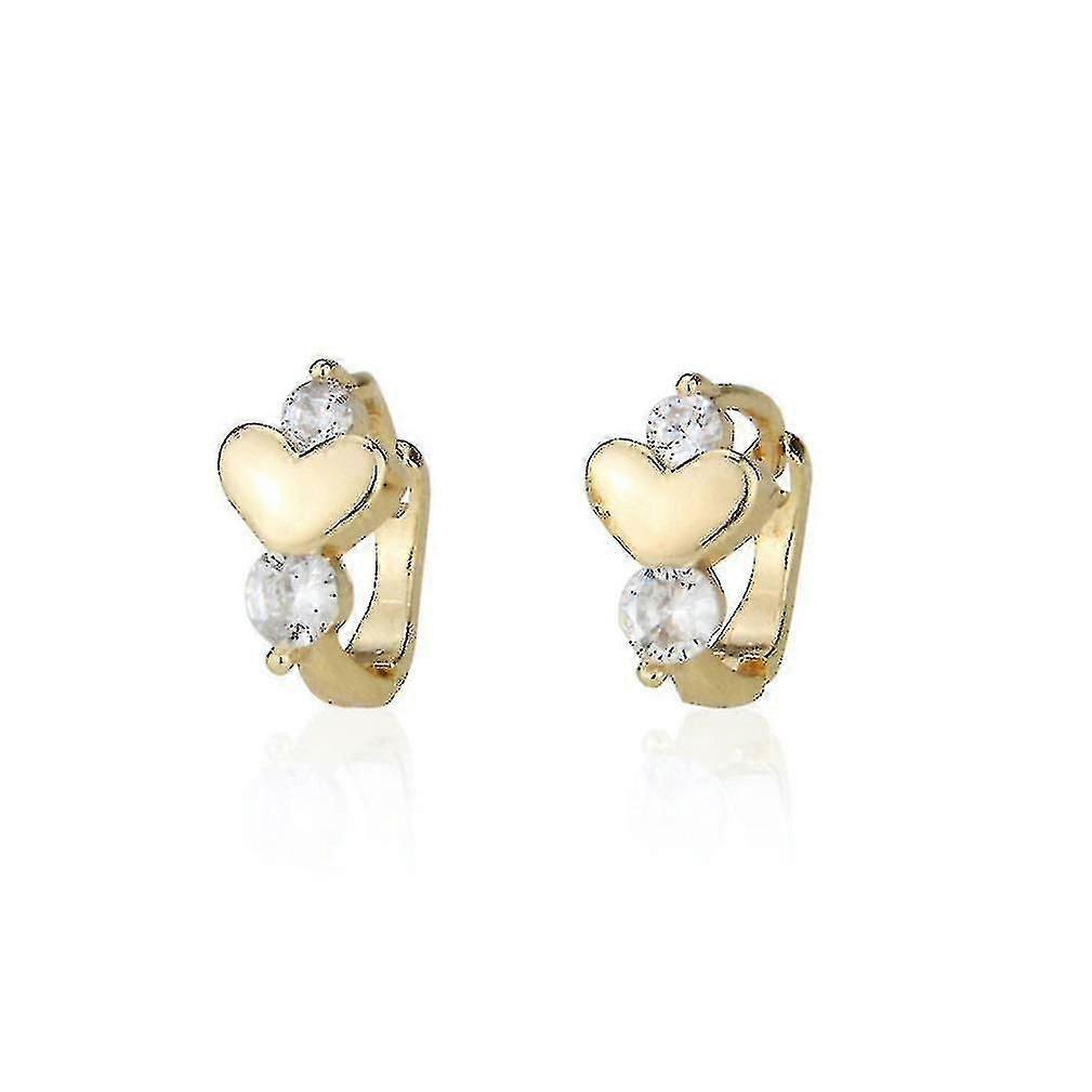 Hmwy-earスタッドハートゴールデンインレイジルコニウムセレモニー用スモールダイヤモンドイヤリング