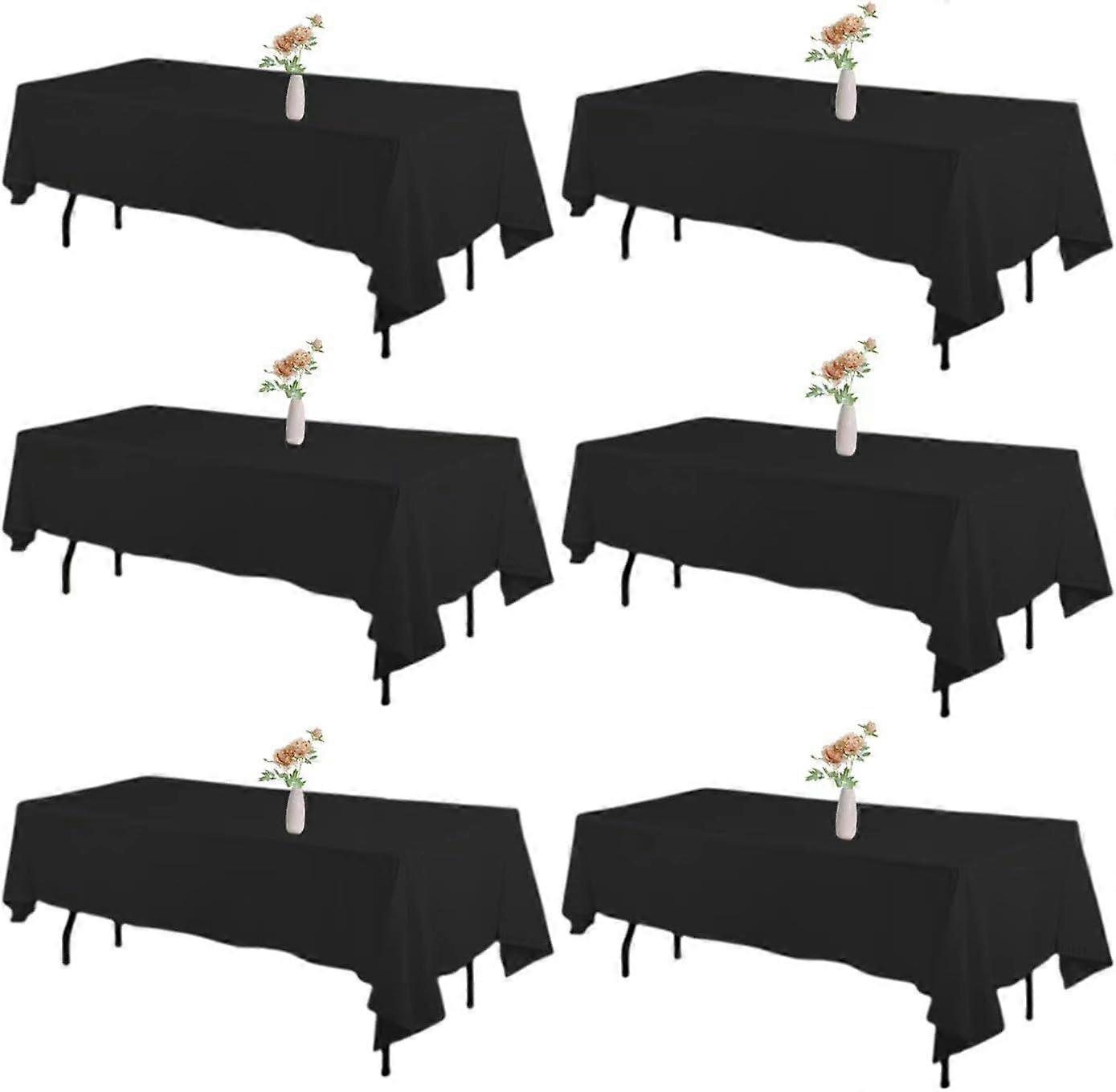 2025 Latest Model  6 Pack Black Table Cloths Rectangle 6ft 60102 Inch Polyester