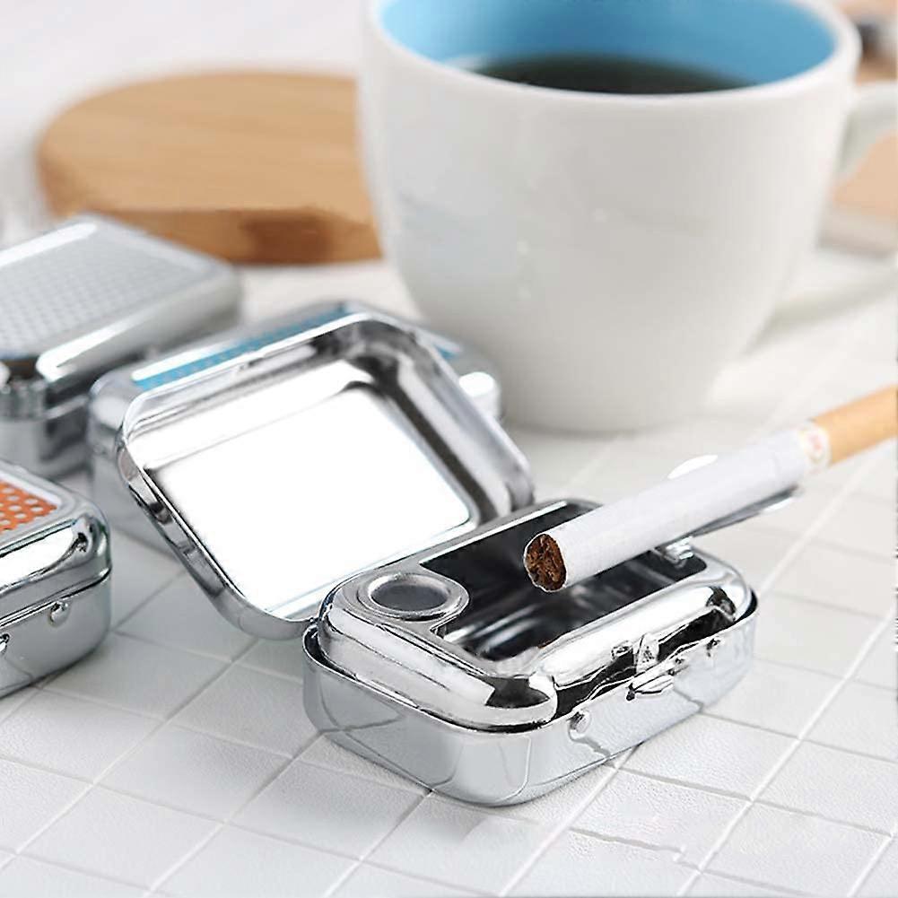 Mini Portable Ashtray Square Metal Ashtray with Lid Outdoor Cigarettes Ashtray Windproof Vehicle Cigarette Ashtray for Home Office