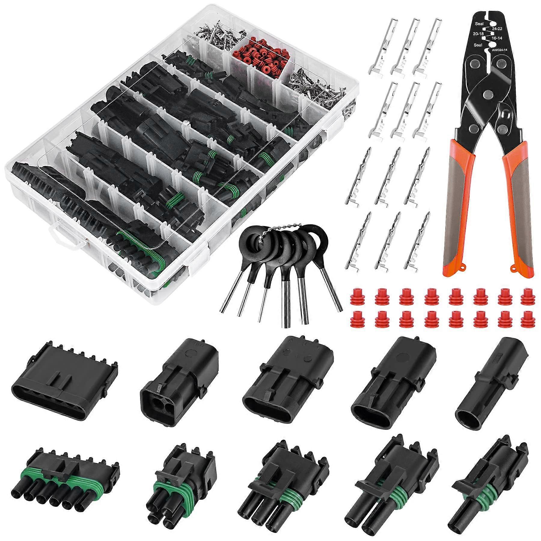 367Pcs 20 Kits Waterproof Automotive Electrical Connectors 1/2/3/4/6 Pin Male and Female 22-14AWG Spark Plug Terminals