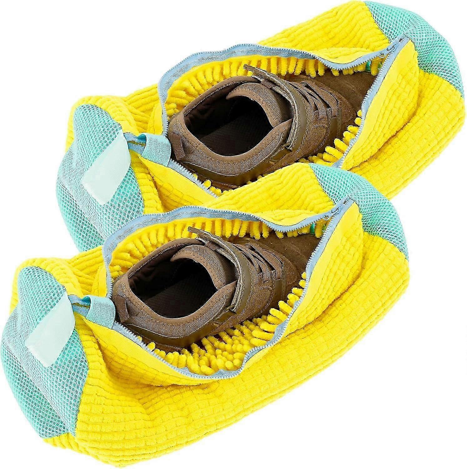 قطعتان من أكياس غسيل الأحذية، حقيبة تنظيف الأحذية بسحاب، حقيبة غسيل لتنظيف الأحذية الرياضية وأحذية الجري (أصفر)