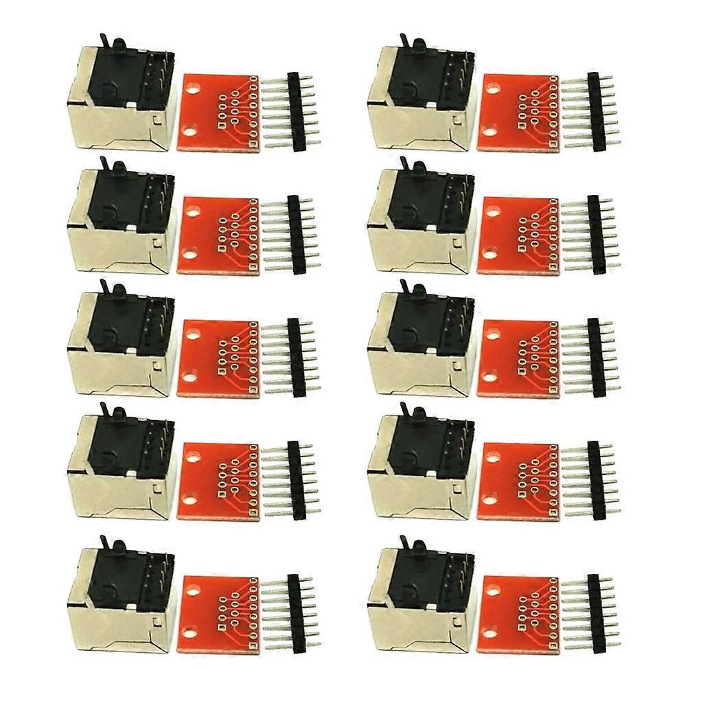 10pcs RJ45 8 Pin Connectors and Adapter Set for Ethernet Jacks
