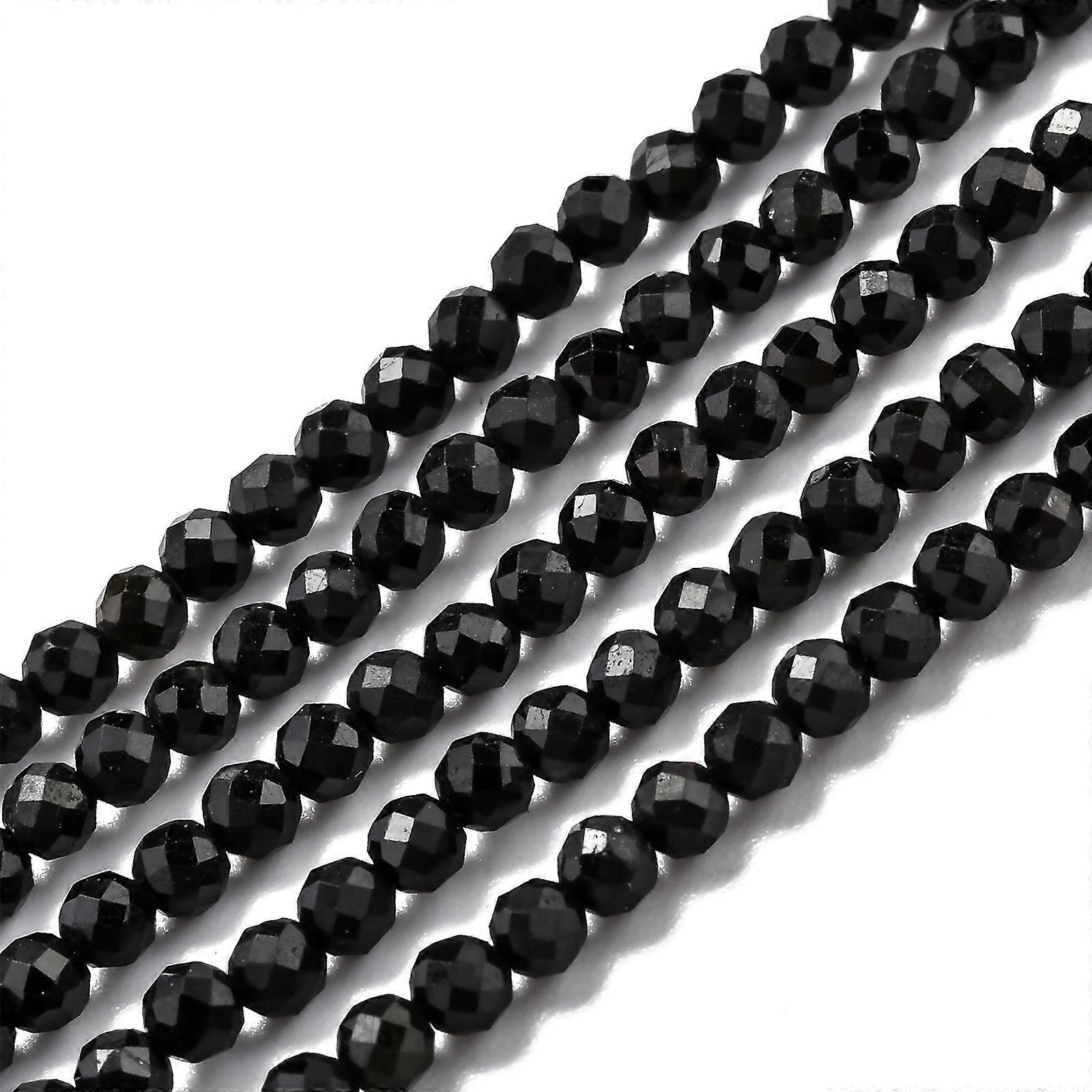 5Strands Natural Black Tourmaline Beads Strands Faceted Loose Stones