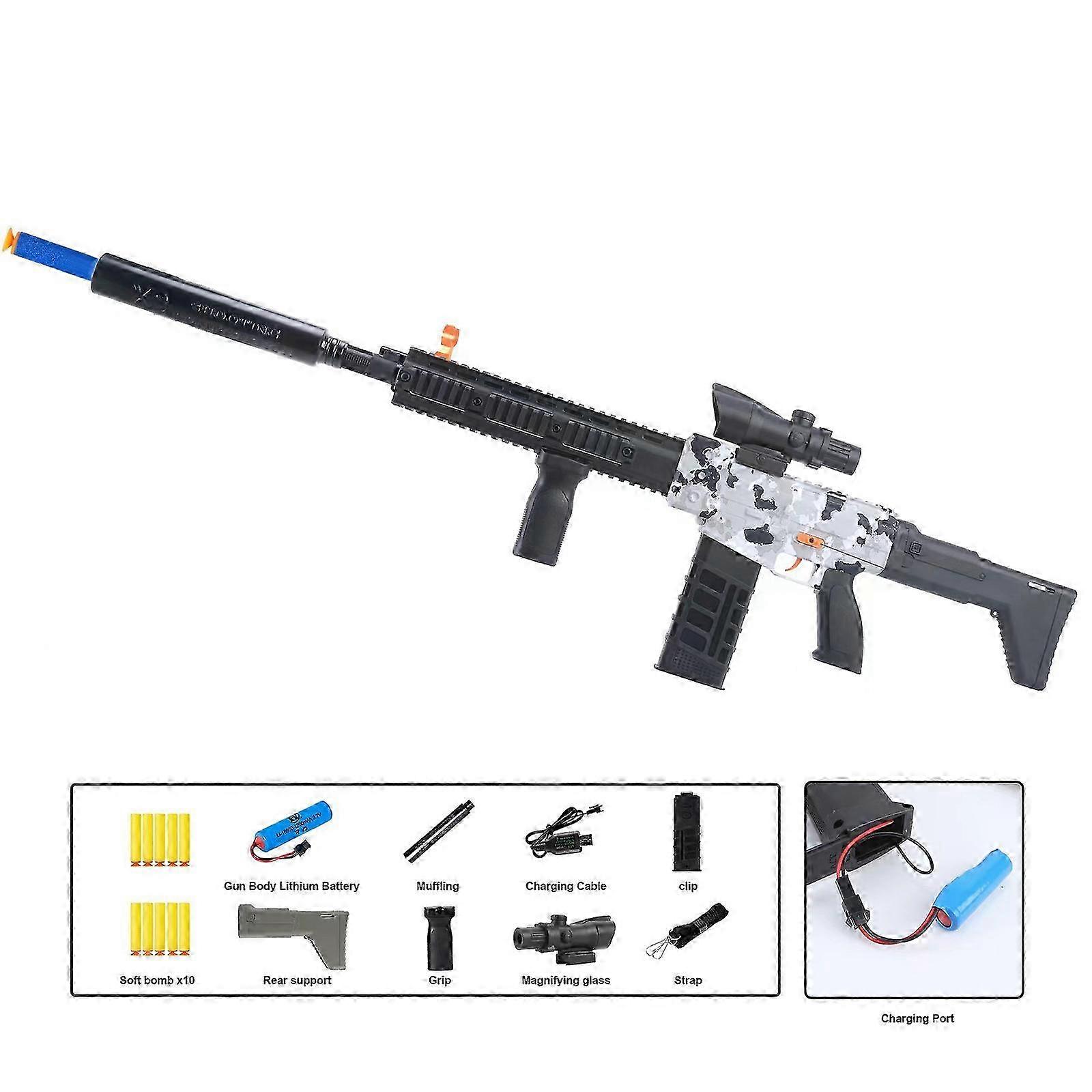 Realistic Toy Guns for Guns Darts Automatic Sniper Rifle with Scope, Foam Blasters with Soft Bullets 2 Magazines, Electric Machine Guns for Boys 8-12