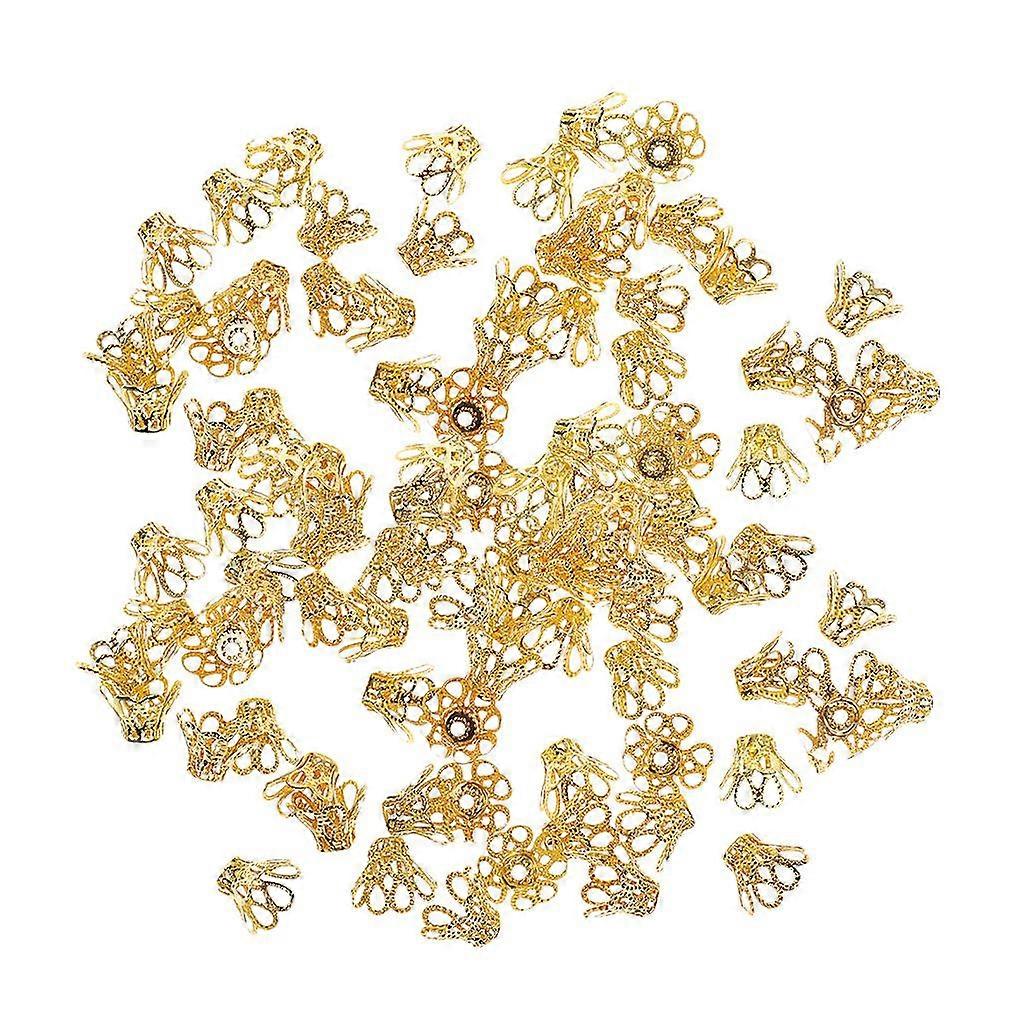 100pcs Plaqué Or Filigree Flower Bead End Cap Trouver pour la fabrication de bijoux