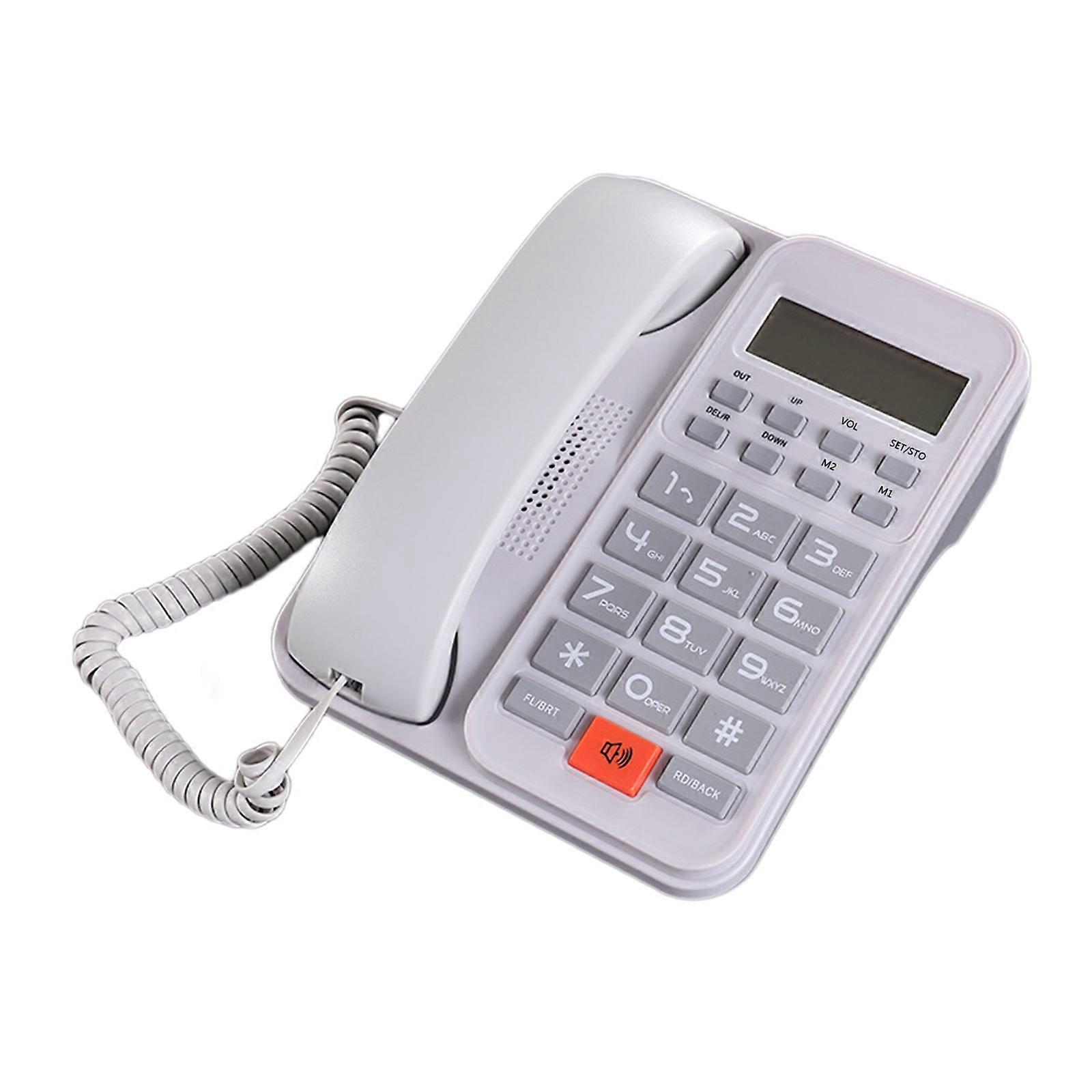 Corded Landline Phone Big Button Landline Phones with Caller Identification Fixed Telephone for Office Hotel Receptionis White
