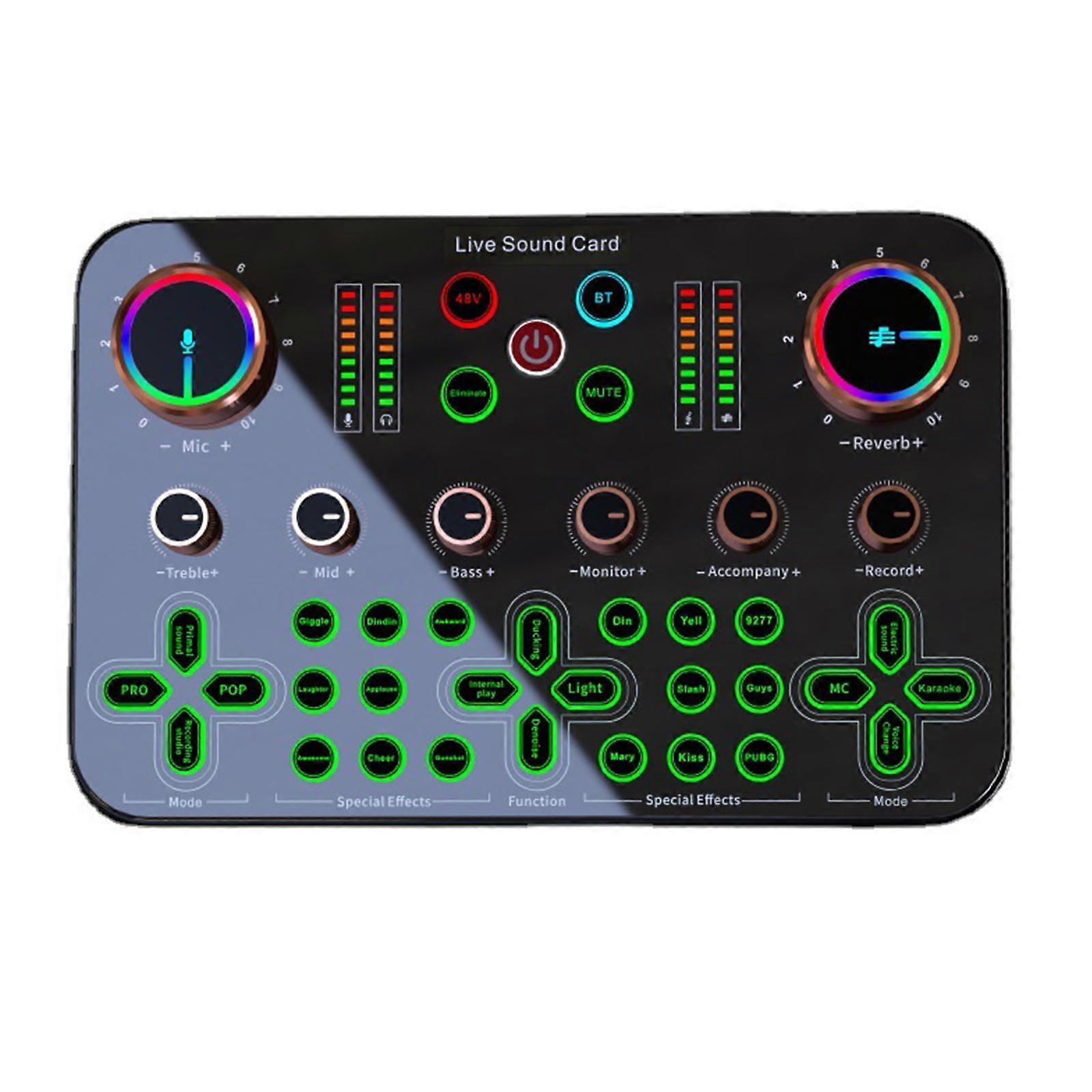 Creativity Live Sound Card with Multiple Sound Effects Audio Mixer for Music Recording Singing Broadcast on Phone Multicolor