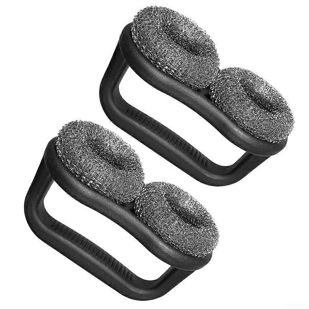 Grill cleaning brush set, stainless steel, grill cleaner, tool with ergonomic handle, for indoor and outdoor use, effortless, quick cleaning, 2 pieces