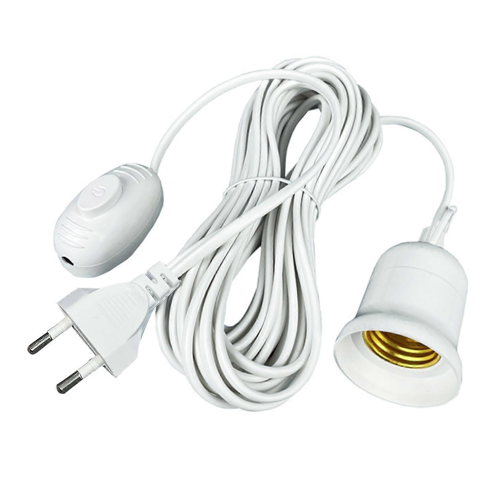 Lamp Holder E27 with Cable and Plug, 4 m Cable, Switch for Lamp Hanging, Pendant Light, Ceiling Lamp, Kitchen
