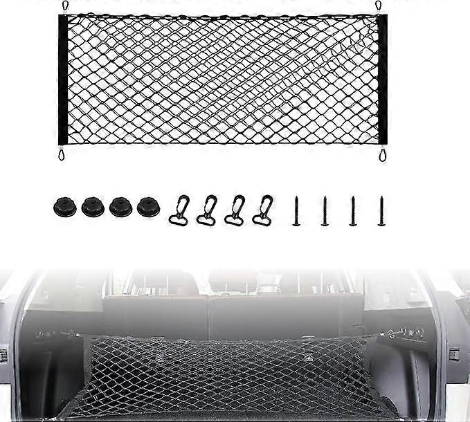 1pcs Universal Trunk Mesh Storage Net 90x40cm - Organizer for Car, Truck, SUV, Boat, Home, with Screws and Hooks