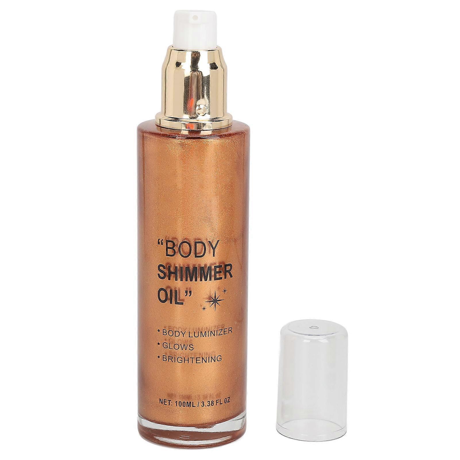 100ml Body Highlighter Oil Long Lasting Face and Body Illuminator Liquid Shimmering Glow for Cheek Collarbone Shoulder Golden Brown