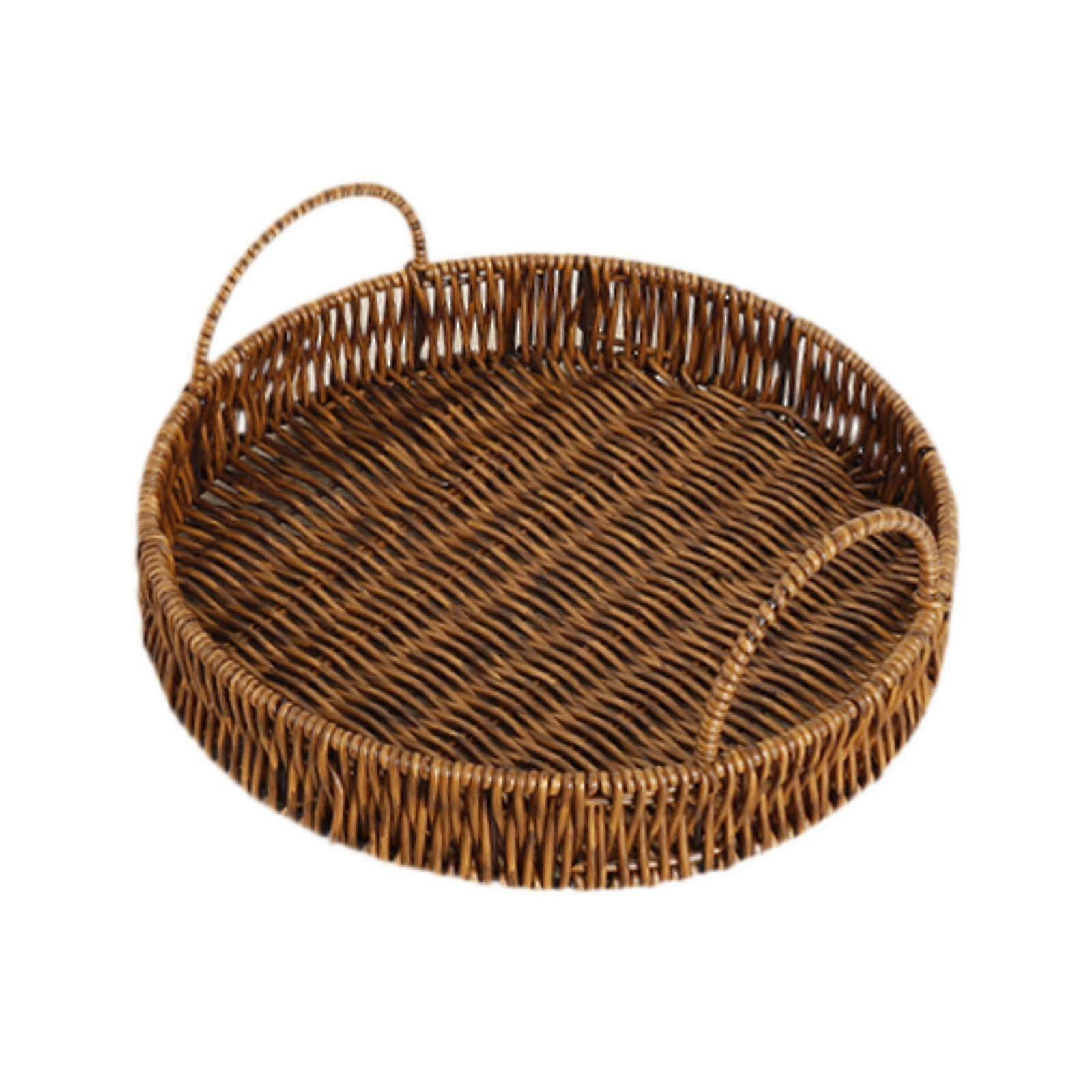 Woven Serving Tray with Handles for Fruit, Ideal for Weddings, Coffee Tables, and Picnics