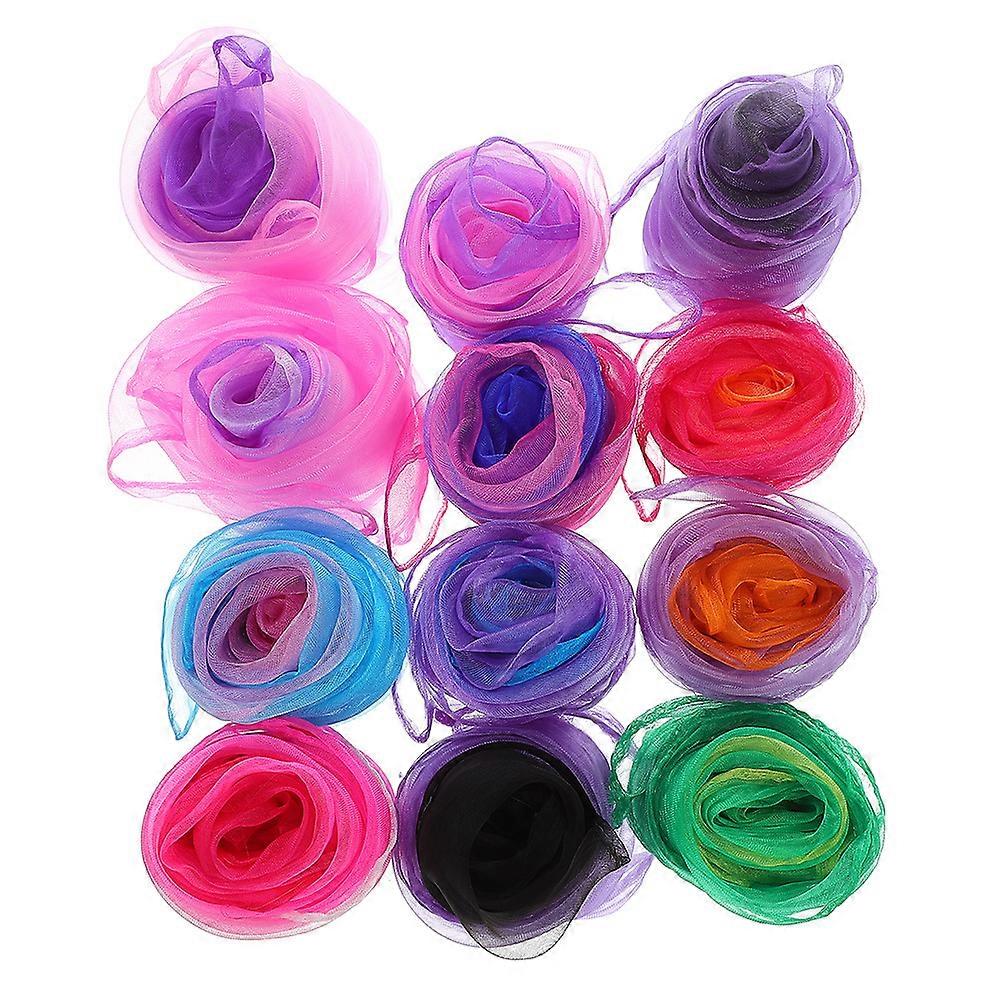 12pcs Colorful Lightweight Dance Scarves for Juggling, Performance, and Playtime Activities – Bright, Portable, Assorted Colors