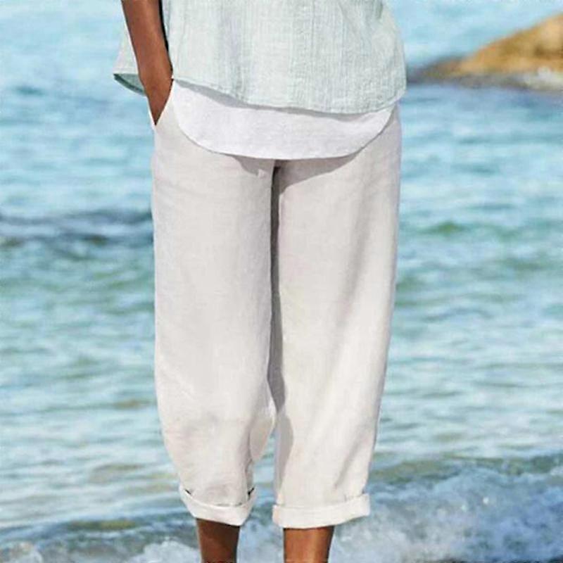GMXIA Women's Fashion Casual Solid Color Print High Waist Pants & Capris