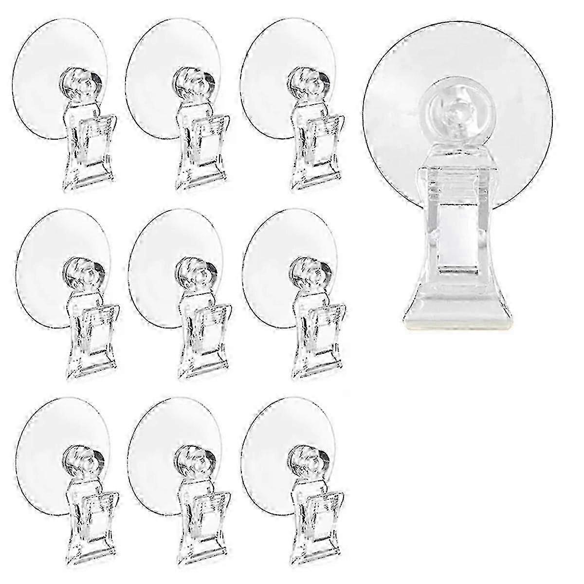 バスルームの窓ガラス用の10個の透明な吸盤クリップ
