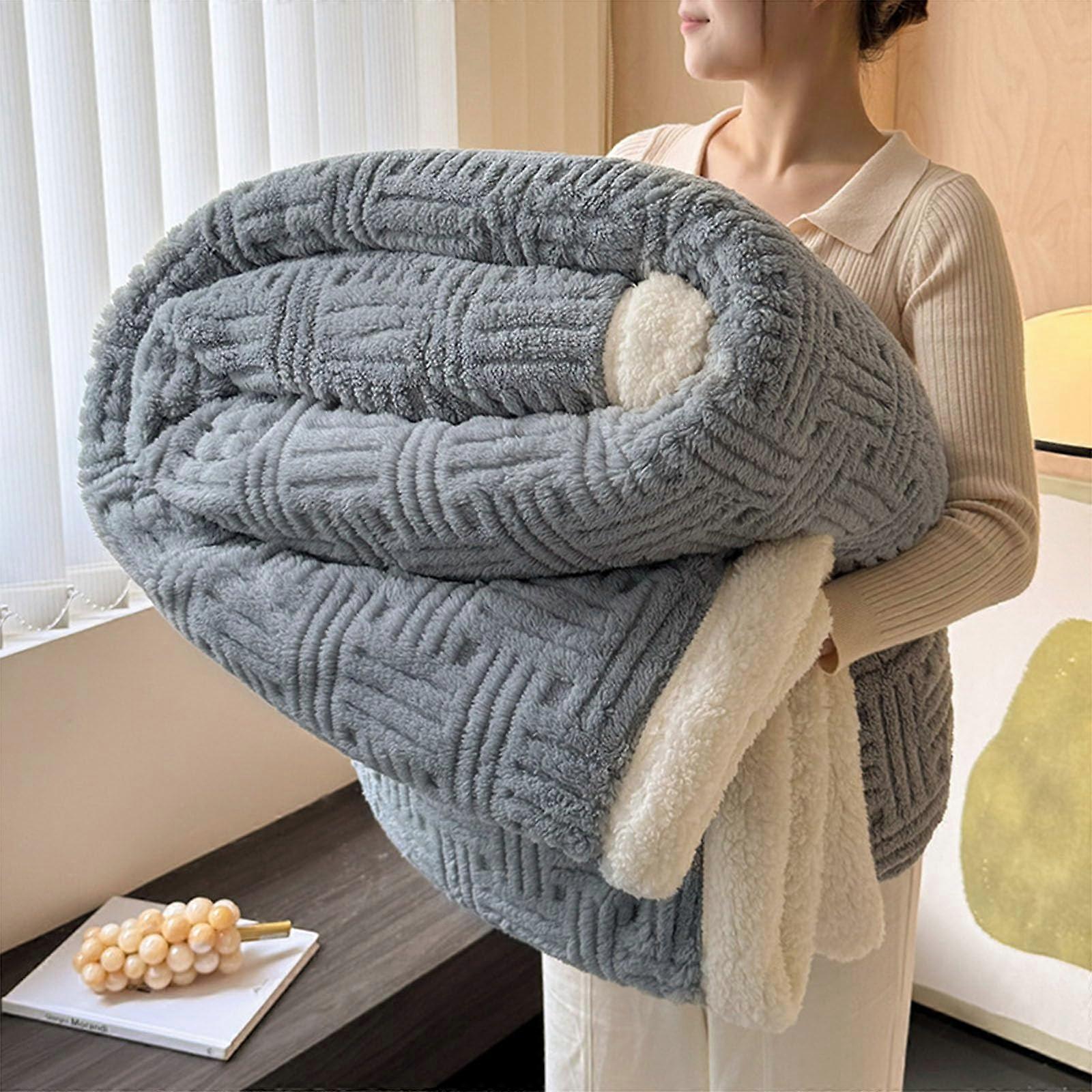 Sofa Blankets, Extra Soft Plaid for Bed, Duvet, Sofa Cover, Polyester, Grey, 200x230cm