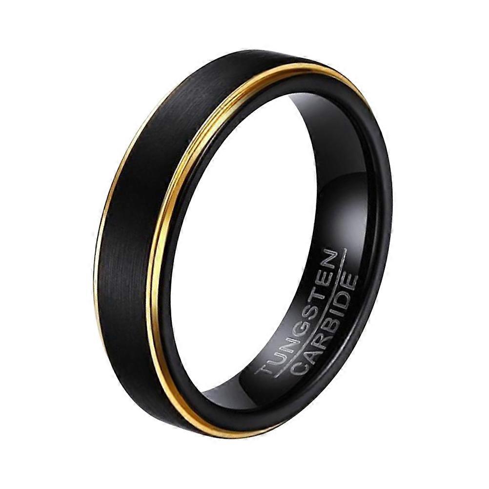 Fashion Rings for Men Tungsten Steel Brushed Black Gold Simple but Chic Durable Circumference No11 1Set