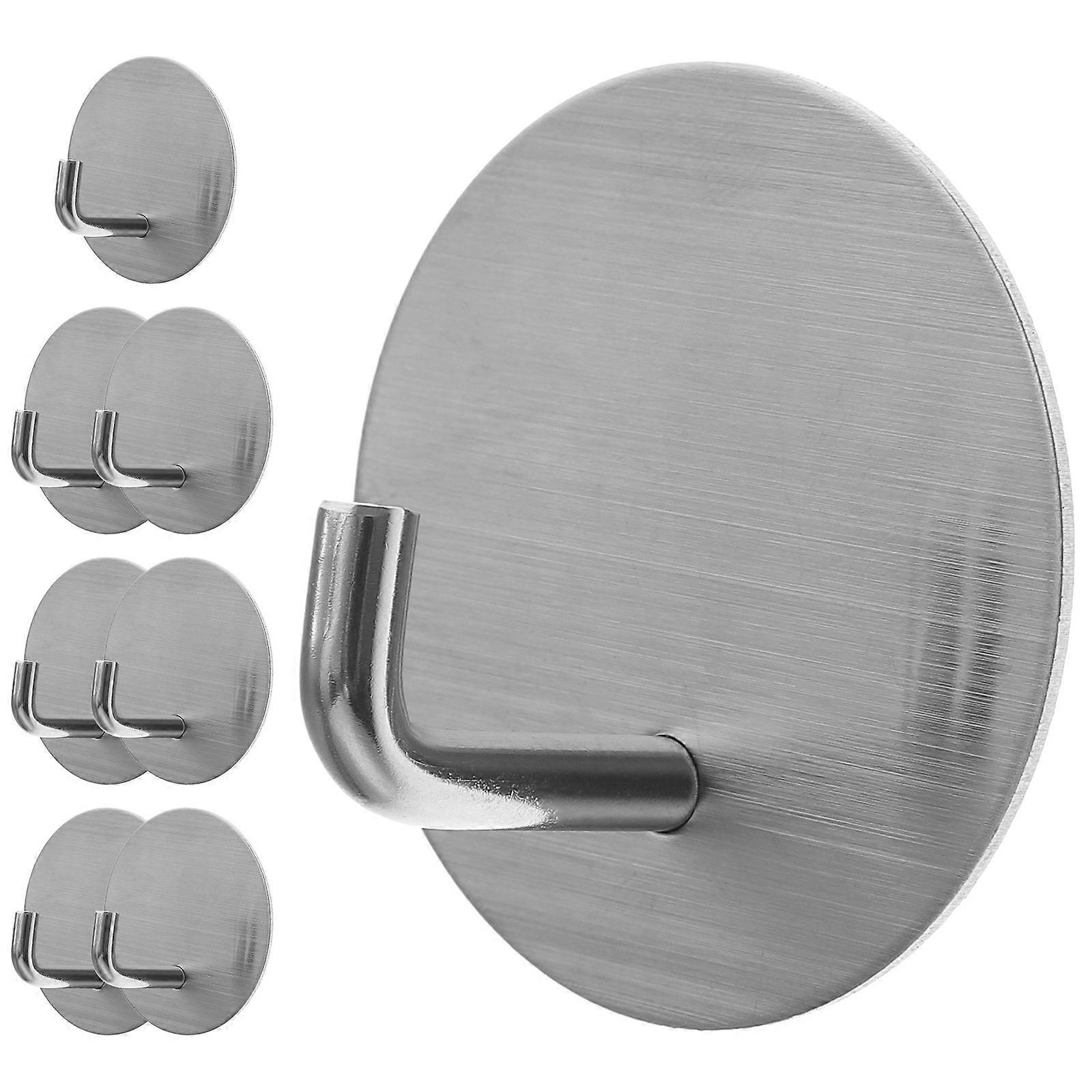 Stick On Towel Hooks Stainless Steel Multipurpose Traceless Hook Home Indoor Use 8Pcs