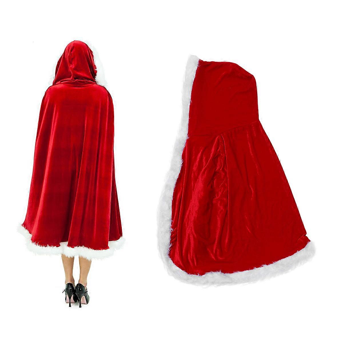 Capes With Hood Warmth Costume Accessory for Christmas Party and Performance Red 1Pack