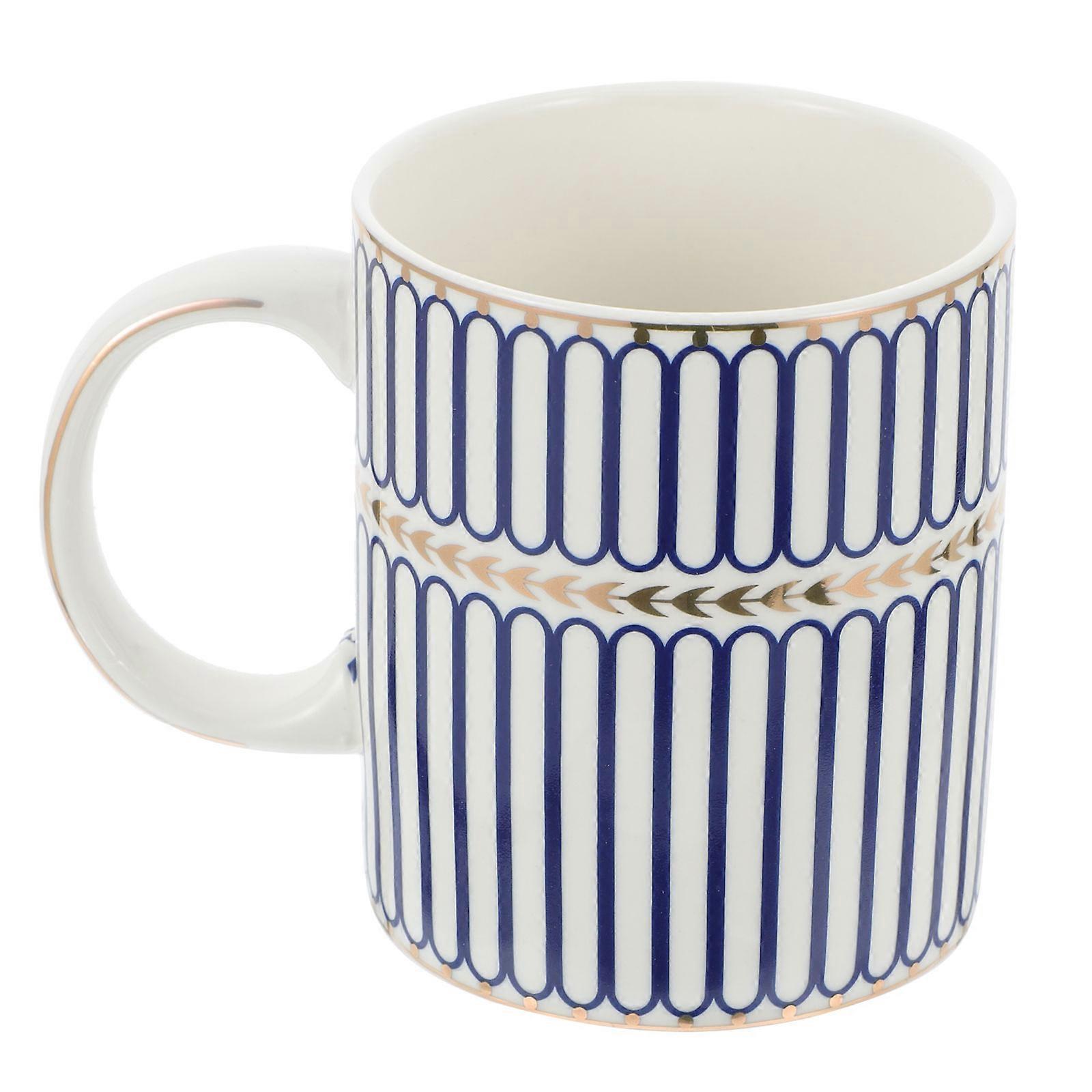 Ceramic Coffee Cup for Home Use 1Pcs Striped Pattern Mug Blue Color