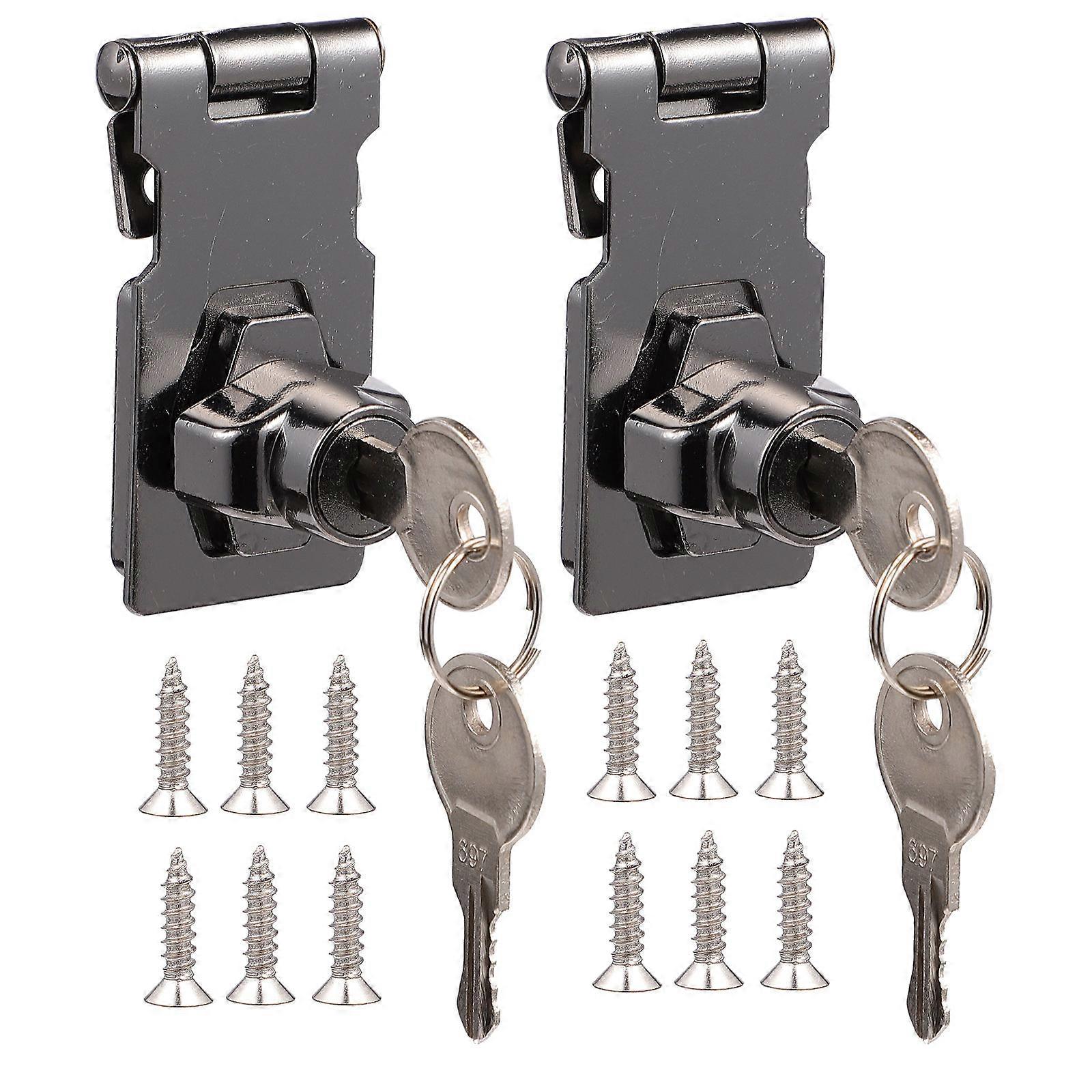 2pcs Keyed Hasp Locks with Turn Knob Theft Bolt Latches for Cabinet, Wardrobe & Home Security Doors